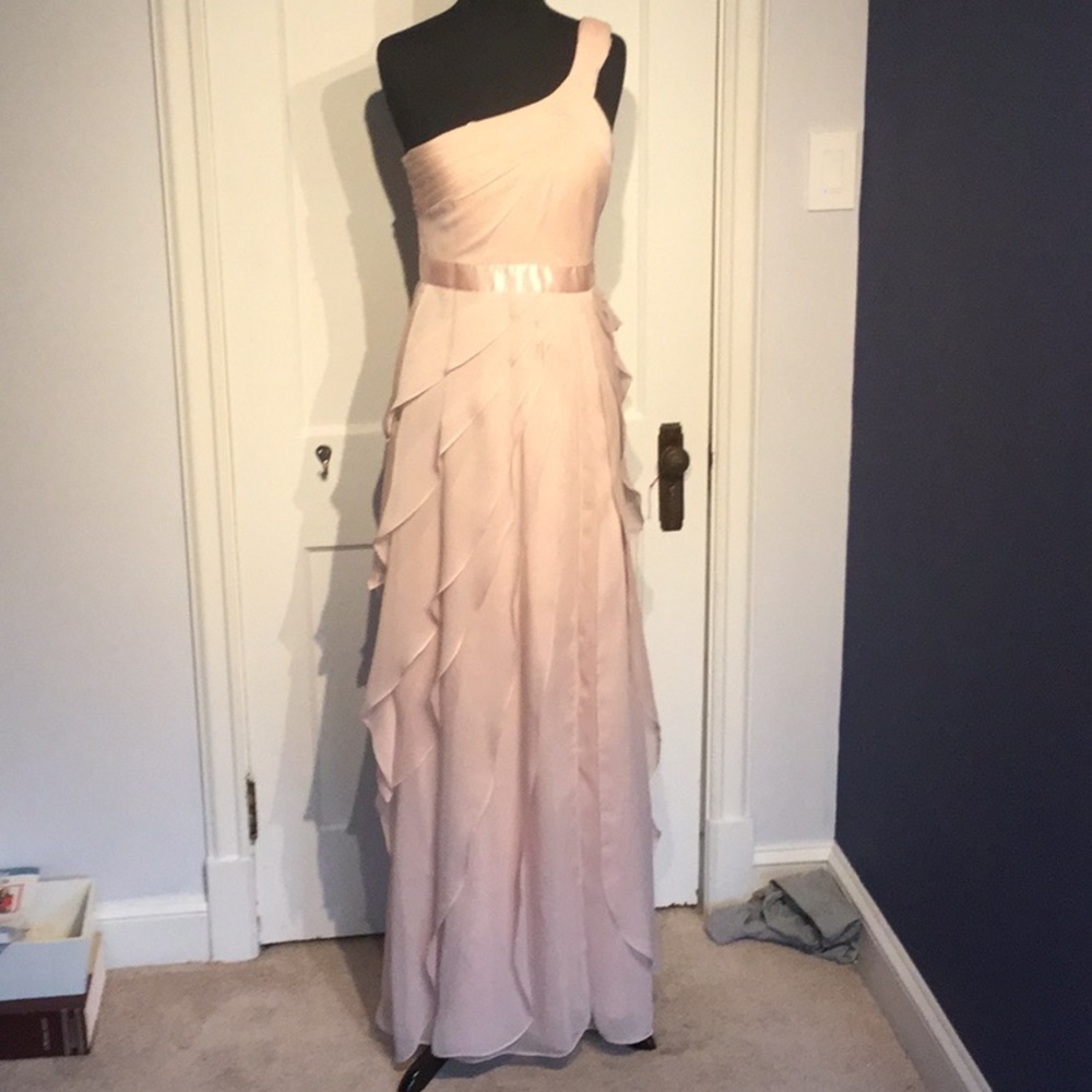 Adrianna Papell Blush One-Shoulder Layered Dress